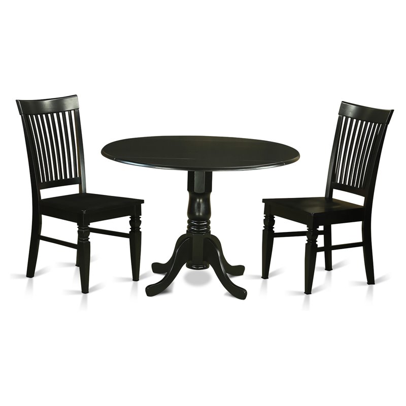 Pemberly Row 3-Piece Wood Dining Set with Round Table in Black Finish