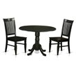Pemberly Row 3-Piece Wood Dining Set with Round Table in Black Finish