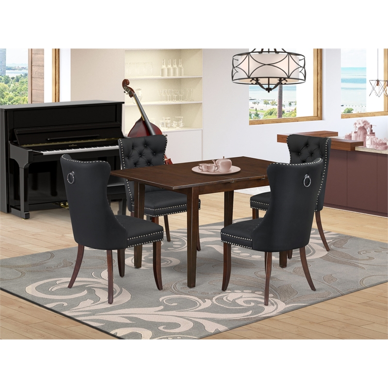 Pemberly Row 5-Piece Wood Kitchen Table Set in Mahogany/Dark Gray