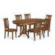 Pemberly Row 7-Piece Wood Kitchen Dining Set in Saddle Brown Finish