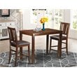 Pemberly Row Yarmouth Dining Set with 2 Bar Stools in Mahogany Finish