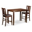 Pemberly Row Yarmouth Dining Set with 2 Bar Stools in Mahogany Finish