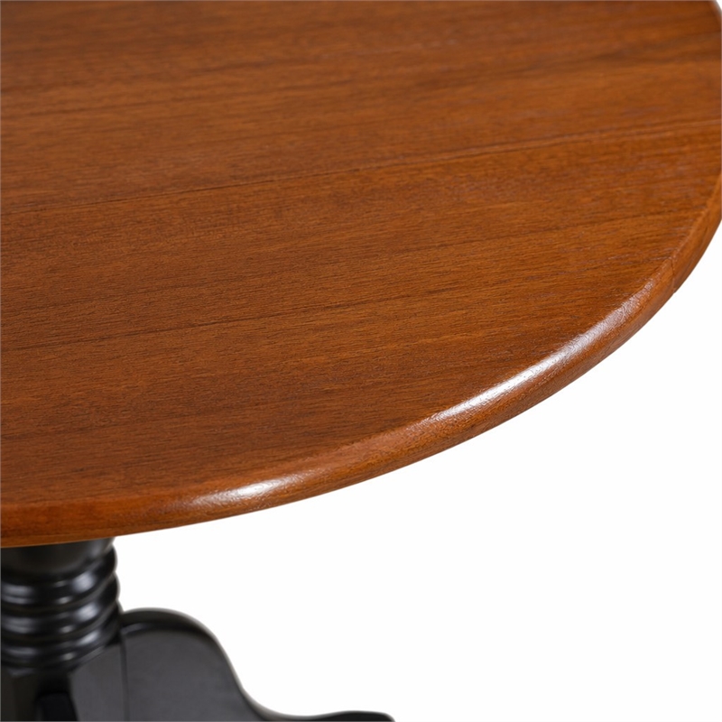 Pemberly Row 3-Piece Drop Leaf Wood Kitchen Table Set in Black and Cherry