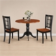 Pemberly Row 3-Piece Drop Leaf Wood Kitchen Table Set in Black and Cherry