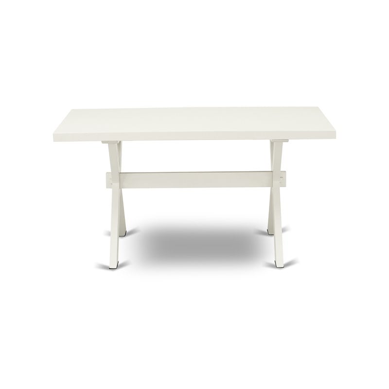 Pemberly Row Rectangular Wood Dining Table with Wire-Brushed Linen White Finish