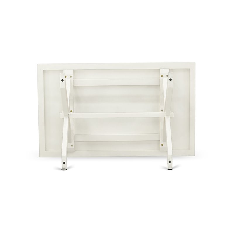 Pemberly Row Rectangular Wood Dining Table with Wire-Brushed Linen White Finish