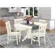 Pemberly Row 5-Piece Rubberwood Dining Set in Linen White Finish