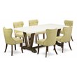 Pemberly Row 7-Piece Dining Set with Button Tufted Chairs in Multi-Color