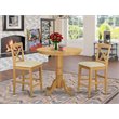 Pemberly Row 3-Piece Oak Wood Round Pedestal Pub Table Set with Chairs
