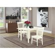 Pemberly Row 3-Piece Dining Set with Slat Back Chairs in Linen White