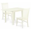 Pemberly Row 3-Piece Dining Set with Slat Back Chairs in Linen White