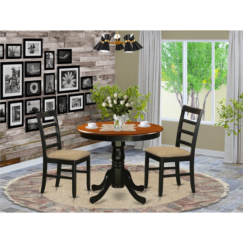 Pemberly Row 3-Piece Wood Dining Set with Black/Cherry Finish