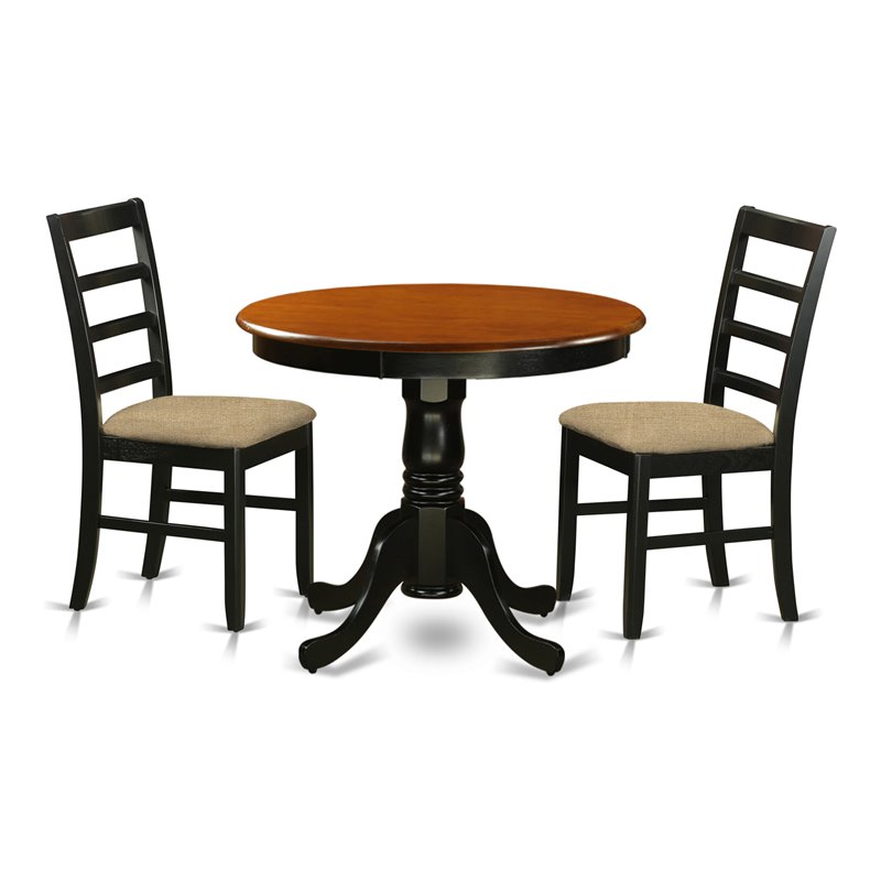 Pemberly Row 3-Piece Wood Dining Set with Black/Cherry Finish