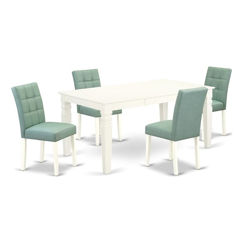 Pemberly Row 5-Piece Wood Dining Table Set in Linen White and Willow Green