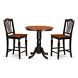 Pemberly Row 3-Piece Round Pedestal Counter Height Table Set in Black and Cherry