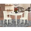 Pemberly Row Boston 3-Piece Wood Dining Set with Linen Seat in White
