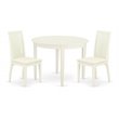 Pemberly Row Boston 3-Piece Wood Dining Set with Linen Seat in White