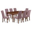 Pemberly Row 9-Piece Wood Dining Set Mahogany Finish with Chairs