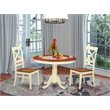 Pemberly Row 3-Piece Round Kitchen Table Set in Buttermilk and Cherry
