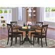 Pemberly Row Antique 5-Piece Round Wooden Dining Set Cappuccino Finish