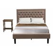 Pemberly Row 2-Piece Fabric Full Bedroom Set in Dark Khaki and Black