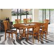 Pemberly Row 7-Piece Saddle Brown Dining Set with Double Pedestal Base