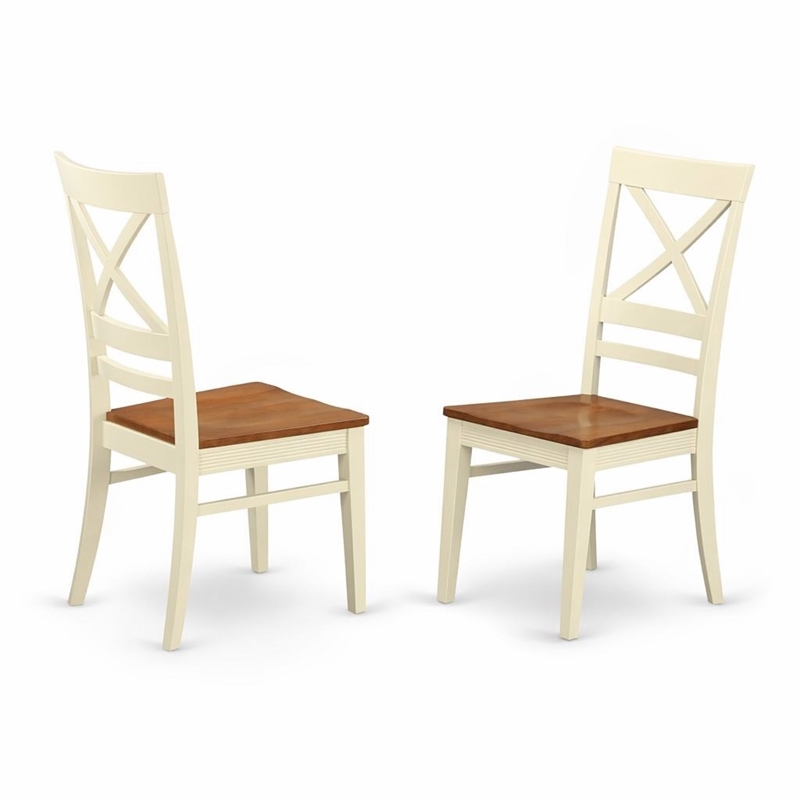 Pemberly Row Quincy 10 in Wood Dining Chair Set of 2 in Cream/Cherry Finish