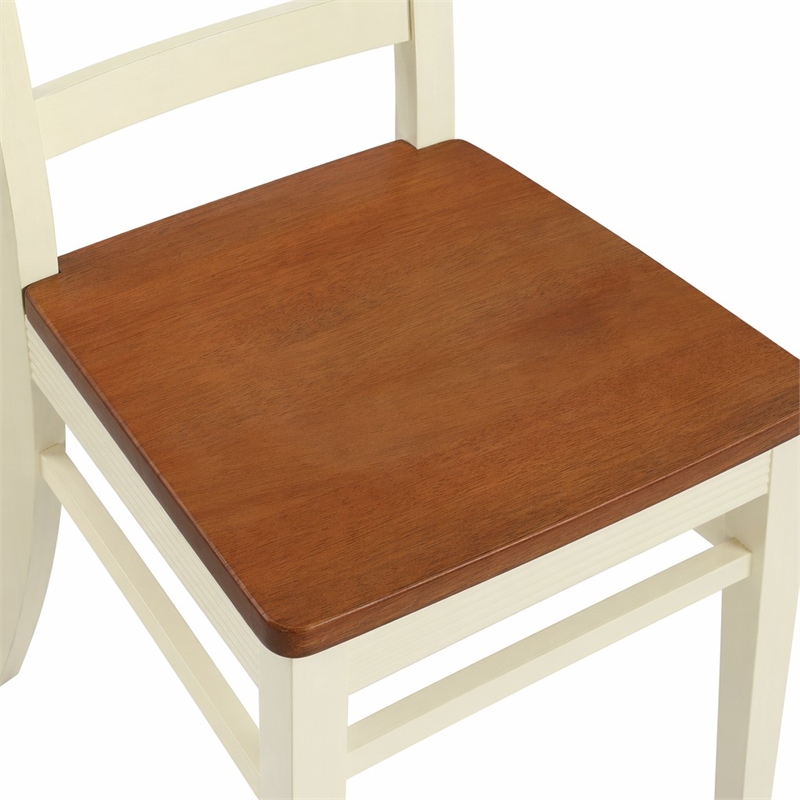 Pemberly Row Quincy 10 in Wood Dining Chair Set of 2 in Cream/Cherry Finish