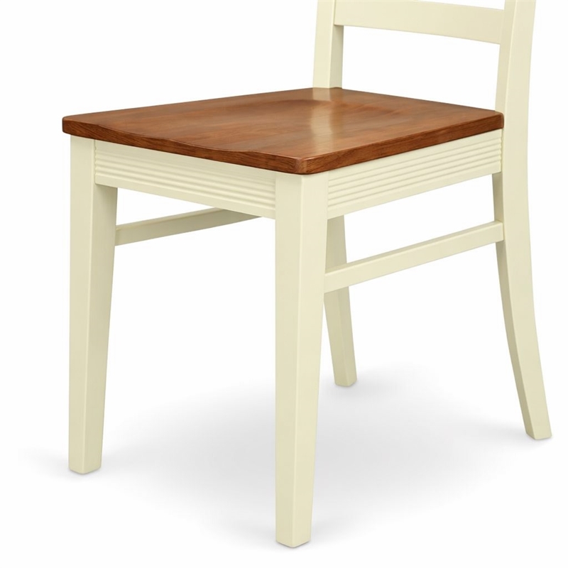 Pemberly Row Quincy 10 in Wood Dining Chair Set of 2 in Cream/Cherry Finish