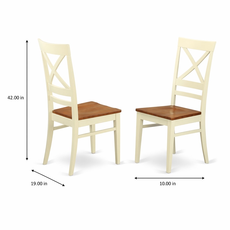 Pemberly Row Quincy 10 in Wood Dining Chair Set of 2 in Cream/Cherry Finish