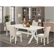 Pemberly Row X-Style 5-Piece Wood Dining Set in Linen White and Beige