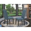 Pemberly Row Celina Upholstered Dining Chairs in Black/Blue (Set of 2)