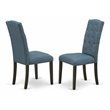 Pemberly Row Celina Upholstered Dining Chairs in Black/Blue (Set of 2)