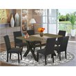 Pemberly Row X-Style 7-Piece Dining Table Set in Jacobean & Black Finish