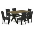 Pemberly Row X-Style 7-Piece Dining Table Set in Jacobean & Black Finish