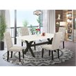Pemberly Row Wire Brushed Black 5-Piece Dining Set with Doeskin Chairs