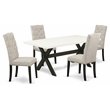 Pemberly Row Wire Brushed Black 5-Piece Dining Set with Doeskin Chairs