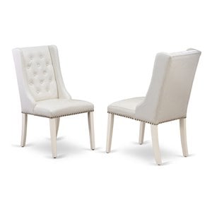 Pemberly Row Fabric Dining Chairs in White/Gray (Set of 2)