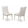 Pemberly Row Fabric Dining Chairs in White/Gray (Set of 2)