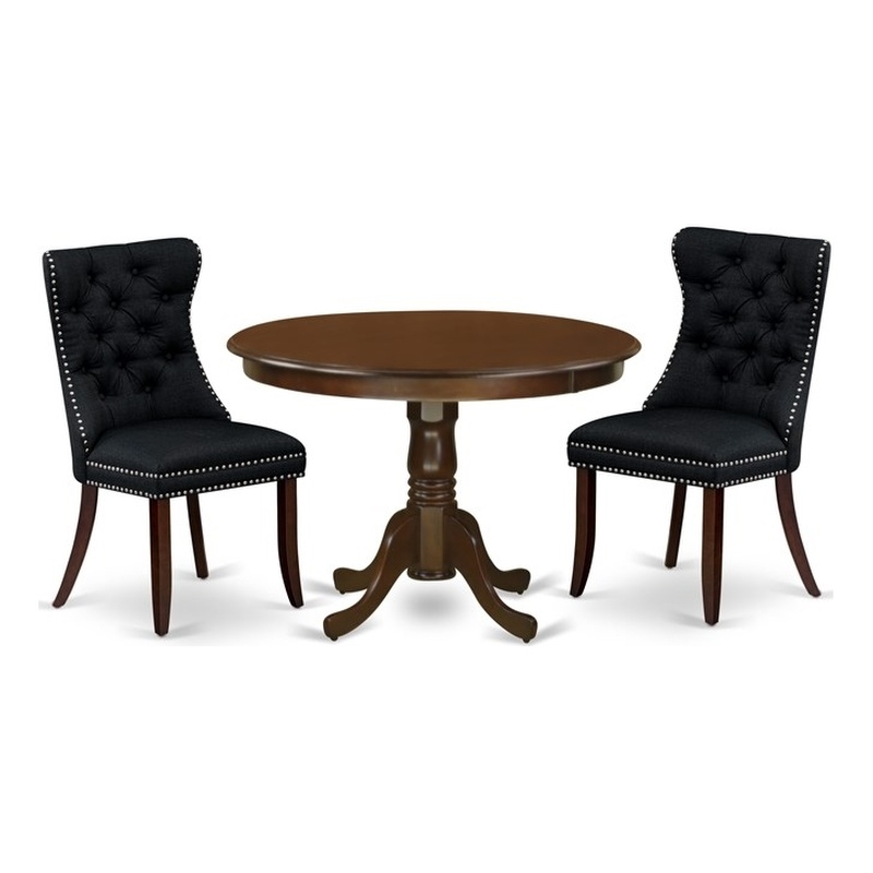 Pemberly Row 3-Piece Dining Room Set in Mahogany/Black