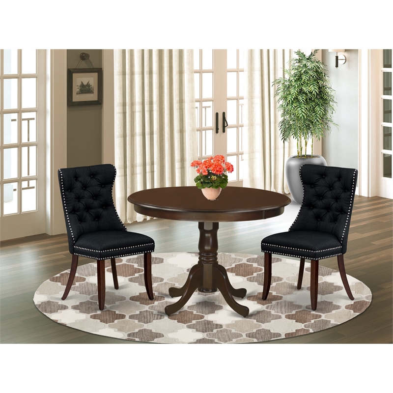 Pemberly Row 3-Piece Dining Room Set in Mahogany/Black