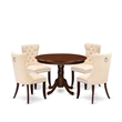 Pemberly Row 5-Piece Wood Dining Table Set with Light Beige Chairs