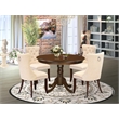 Pemberly Row 5-Piece Wood Dining Table Set with Light Beige Chairs