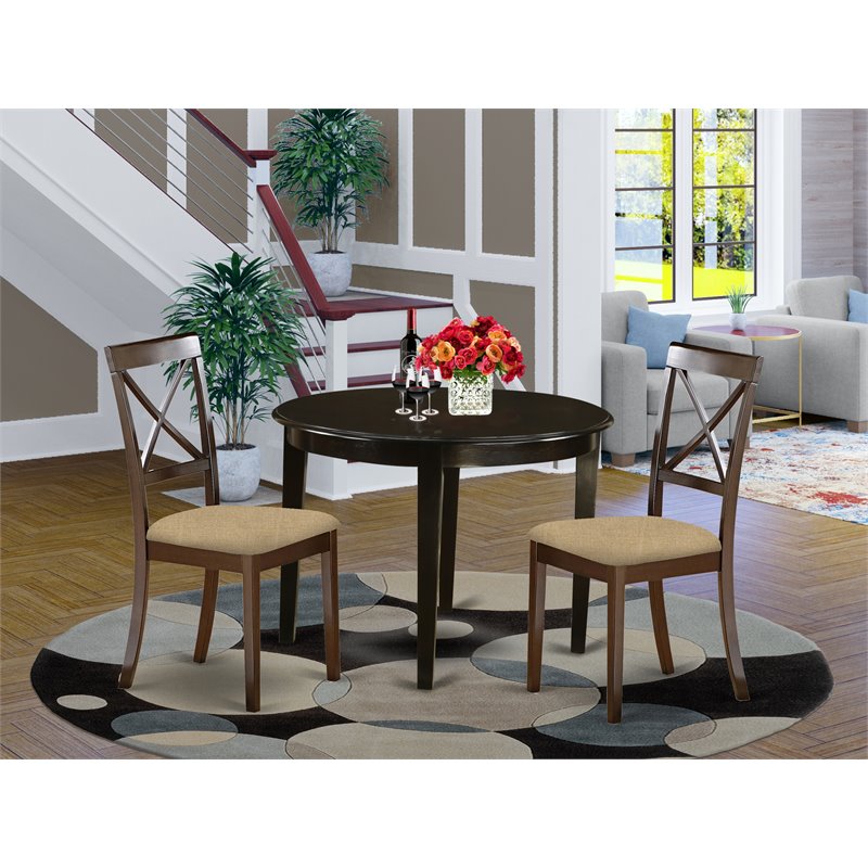 Pemberly Row 3-Piece Small Round Wood Dining Set in Cappuccino