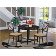 Pemberly Row 3-Piece Small Round Wood Dining Set in Cappuccino