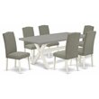 Pemberly Row 7-Piece X-Style Dining Table Set in White and Cement Finish