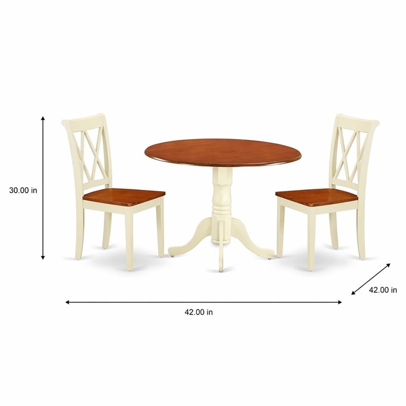 Pemberly Row 3-Piece Dublin Dining Set with X-Back Chairs in Cream/Cherry