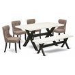Pemberly Row 6-Piece Traditional Wood Kitchen Set in Black and White