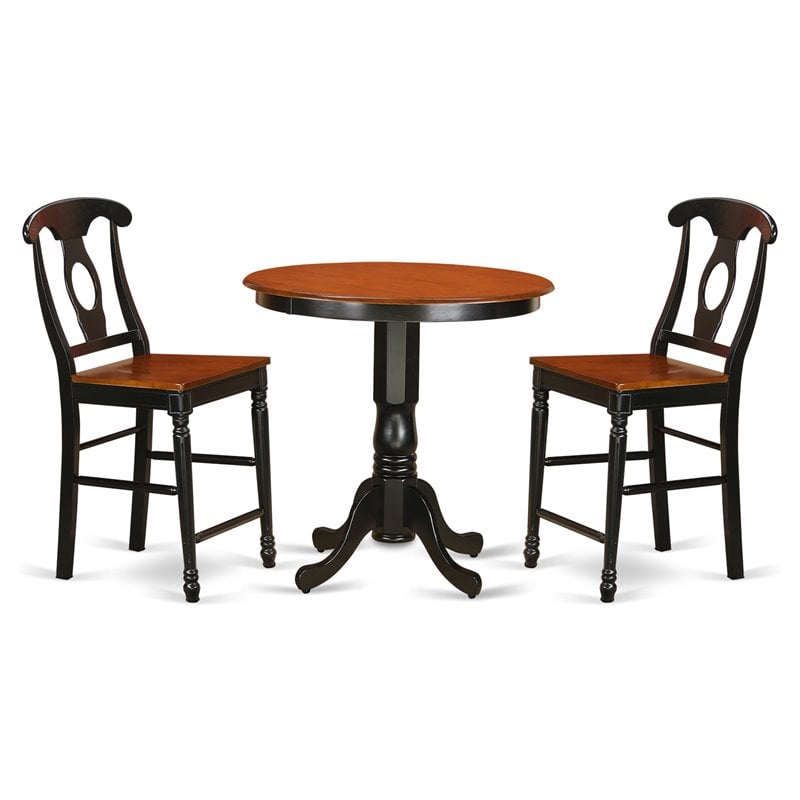 Pemberly Row 3-Piece Round Pedestal Dining Set in Black/Cherry