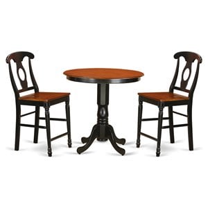 Pemberly Row 3-Piece Round Pedestal Dining Set in Black/Cherry